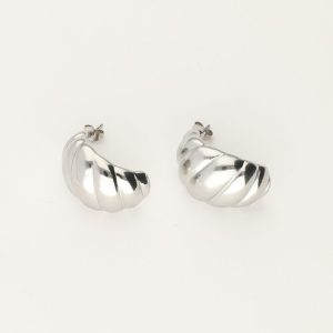 Oorbellen druppel met ribbels groot