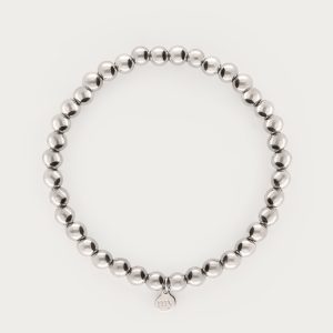 Stretch armband stalen kralen zilver