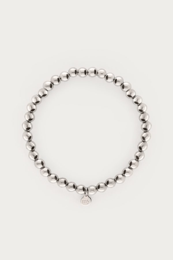 Stretch armband stalen kralen zilver