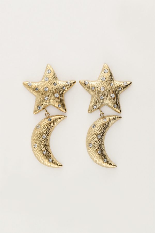 Starry oorhangers met maan & ster